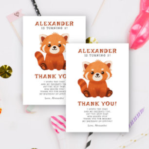 Cartão De Agradecimento Uma pequena festa de 3º aniversário do Panda Verme