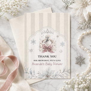 Cartão De Agradecimento Uma Pequena Princesa Cisne de Inverno Baby Shower