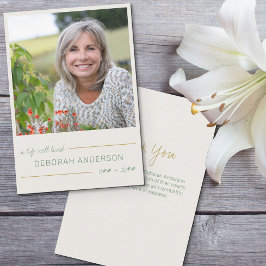 Cartão De Agradecimento Uma Vida Bem Vida Foto Quadrada Funeral Neutra