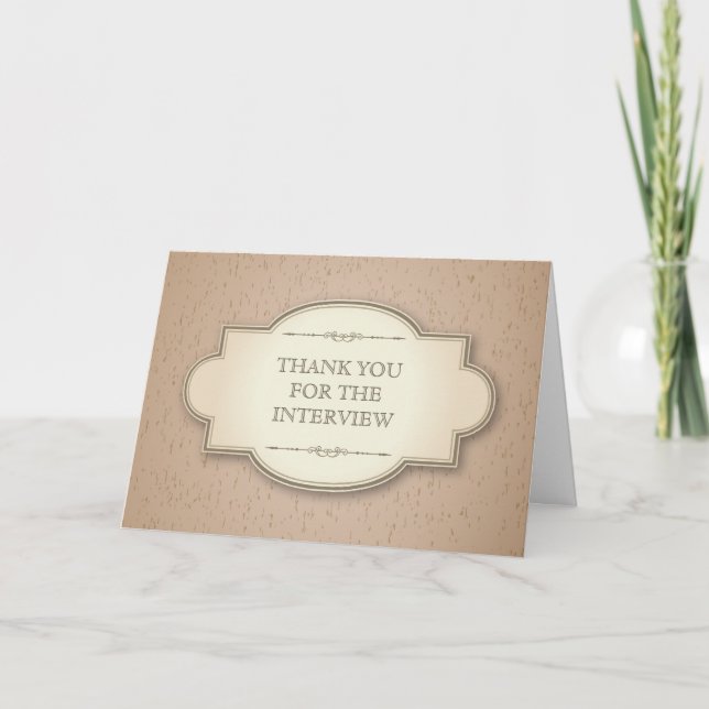 Cartão De Agradecimento Umber Cork Frame Interview Thank You Card (Frente)