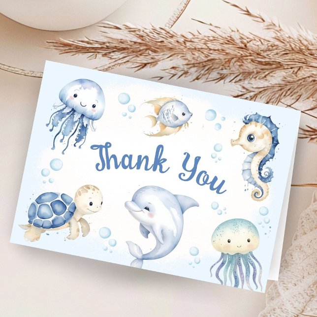 Cartão De Agradecimento Under The Sea Baby Shower Folded Thank You Card (Criador carregado)