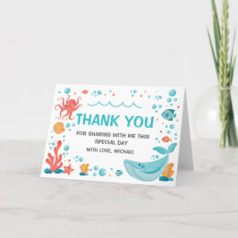 Cartão De Agradecimento Under the Sea blue and coral Thank you card 