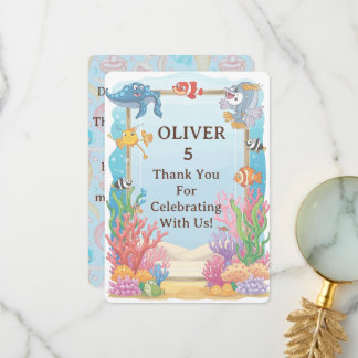 Cartão De Agradecimento Under the Sea Thank You Card, Oliver Birthday 