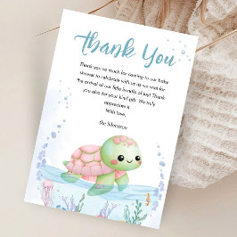 Cartão De Agradecimento Under The Sea Turtle Baby Shower Girl Thank You