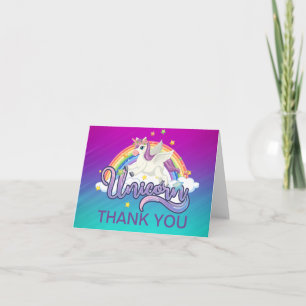 Cartão De Agradecimento Unicorn Rainbow Birthday Magical Whimiscal
