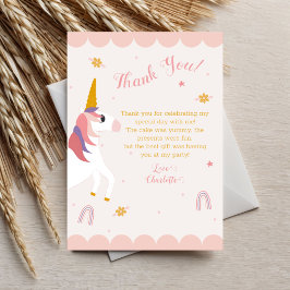 Cartão de Agradecimento Unicórnio Nota Mágica Rosa