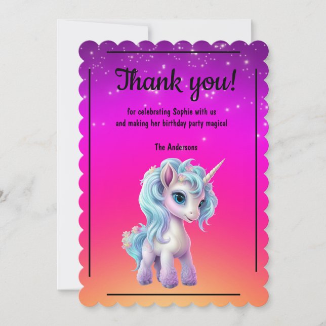 Cartão De Agradecimento Unicórnio Vibrante (Frente)