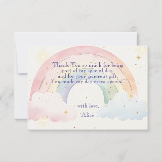 Cartão De Agradecimento Unicórnios mágicos e aniversário de aquarela de ar (Frente)