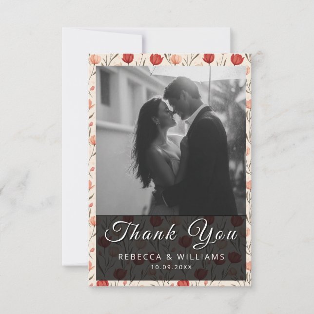 Cartão De Agradecimento Unique Tulip Classic Wedding Thank You Cards (Frente)