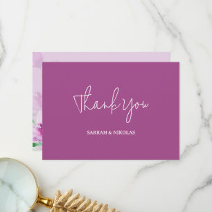 Cartão De Agradecimento Uniquidade De Flores Violetas De Arte Por Aquarela