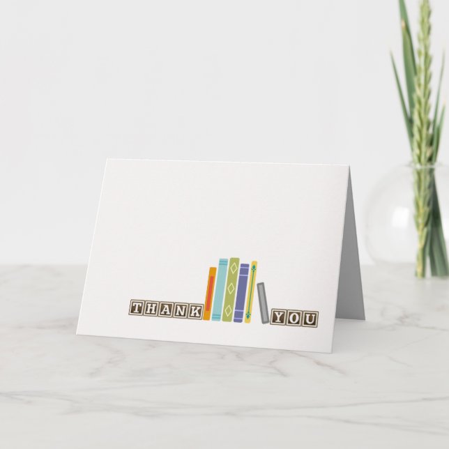 Cartão De Agradecimento Unisex Book-Themed Thank You Card (Blank Inside) (Frente)
