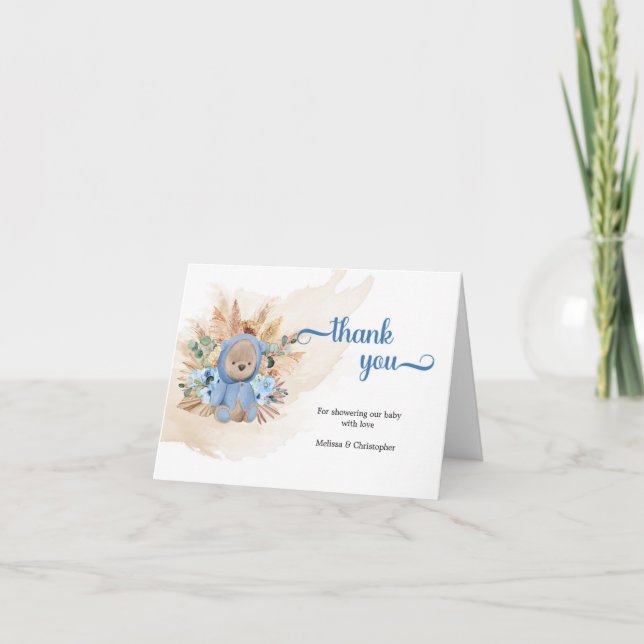 Cartão De Agradecimento Ursinho de pelúcia obrigado de erva eucalipto (Frente)