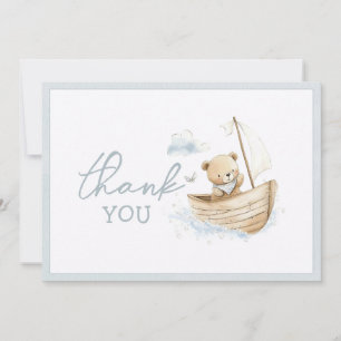 Cartão De Agradecimento Ursinho Marinheiro Pequeno Chão de Baby Shower