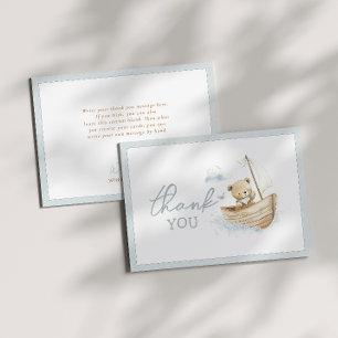 Cartão De Agradecimento Ursinho Marinheiro Pequeno Chão de Baby Shower
