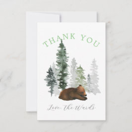 Cartão De Agradecimento Urso Bebê Da Floresta bonito E Marcado