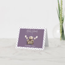 Urso Bebê Fofo com Balões Roxo e Branco