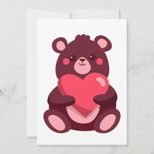 Cartão De Agradecimento Urso Bonito Com Coração