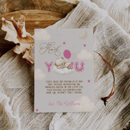 Cartão De Agradecimento Urso Chá de fraldas Muito Rosa