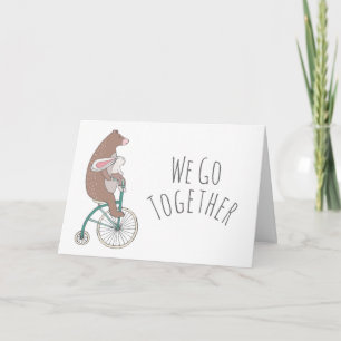 Cartão De Agradecimento Urso & Coelho Personalizados de Ciclismo Fofos