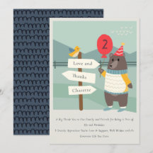 Urso de Pássaro Fofo Marco Montanha Aniversário de