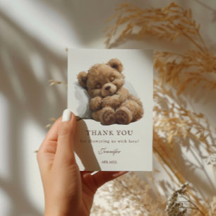 Cartão De Agradecimento Urso de Pelúcia Bege Minimalista Encantador