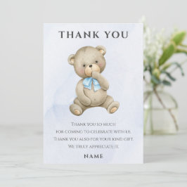 Cartão De Agradecimento Urso de pelúcia de qualquer idade para aniversário