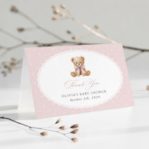 Urso de Pelúcia, Laço Rosa, Bolinhas Cor-de-Rosa, 