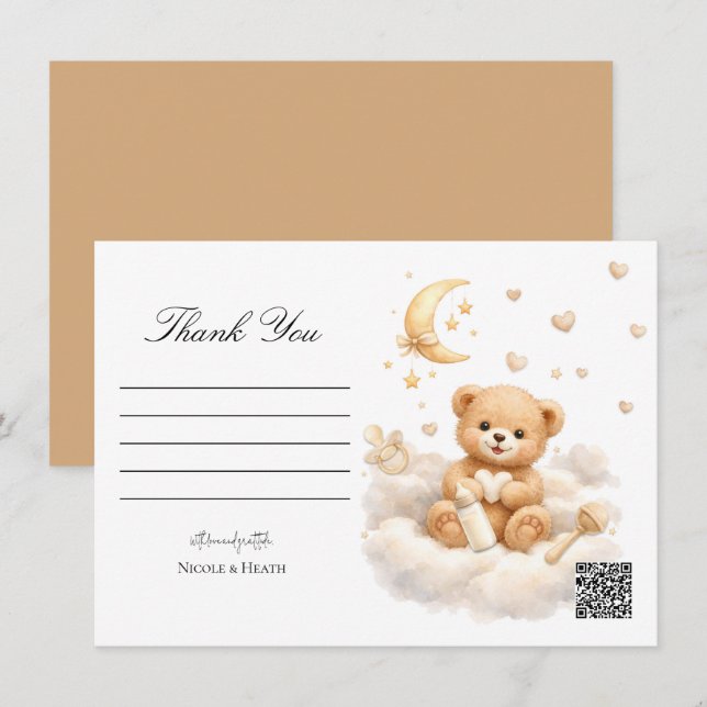 Cartão de agradecimento Urso de pelúcia Mal podemo (Frente/Verso)