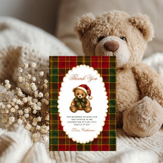 Cartão de Agradecimento Urso de Pelúcia Natal Chap