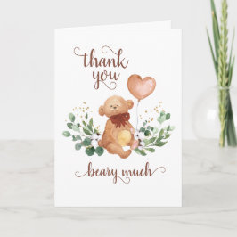 Cartão De Agradecimento Urso de pelúcia verde Beary Much Churrasco de Bebê