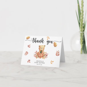 Cartão De Agradecimento Urso de Queda com abóbora - obrigado