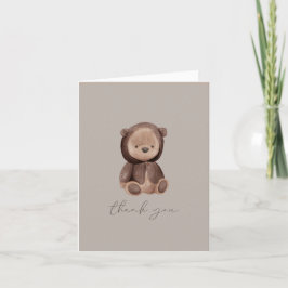 Cartão De Agradecimento Urso de Teddy Aquarela Boho Brown Neutro