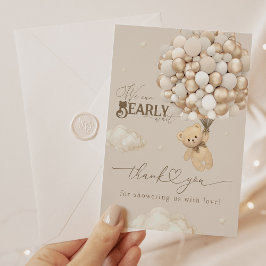 Cartão De Agradecimento Urso de Teddy com Balões Chá de fraldas Neutro