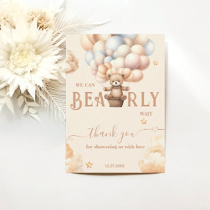 Cartão De Agradecimento Urso de Teddy Esperar Balões Neutros do Gênero