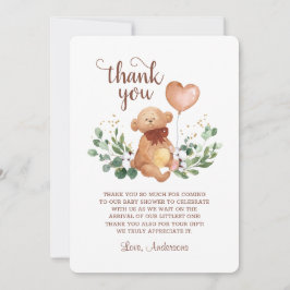 Cartão De Agradecimento Urso de Teddy Verde Muito Chá de fraldas