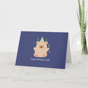 Cartão De Agradecimento Urso Marrom Fofo de Aniversário