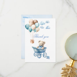 Cartão De Agradecimento Urso no Aniversário do Avião Blue Boys