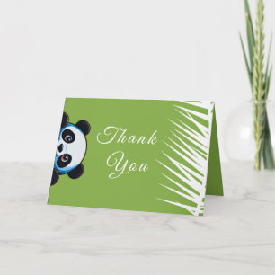 Cartão De Agradecimento Urso Panda Fofo Folhas Tropicais Dobra Obrigado