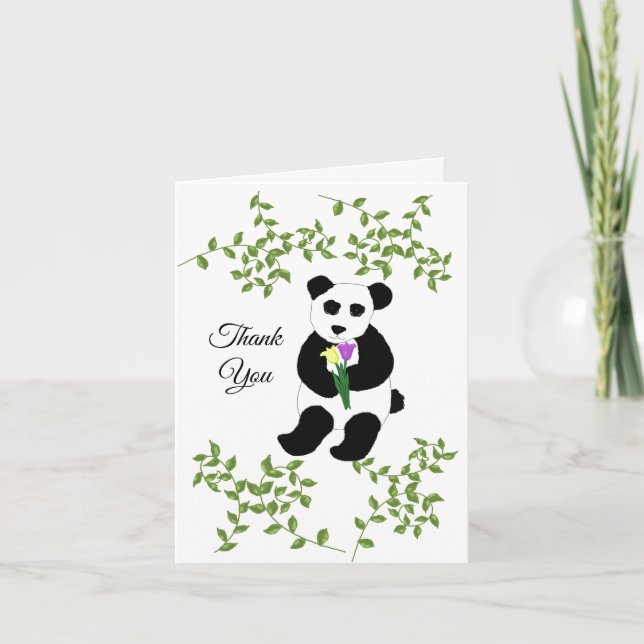 Cartão De Agradecimento Urso Panda Relaxando Obrigado (Frente)