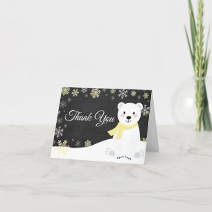 Cartão De Agradecimento Urso Polar de Inverno Floco de Neve Quadro Negro A