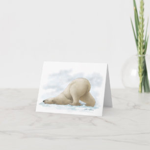 Cartão De Agradecimento Urso Polar Fofo Desenho Animado na neve
