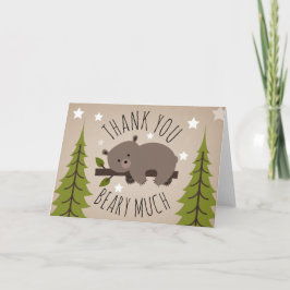 Cartão De Agradecimento Urso Sonolento Obrigado Estrelas
