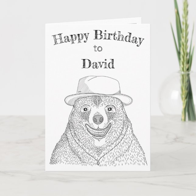 Cartão De Agradecimento Urso Sorriso/Cartão de Aniversário Personalizado (Frente)