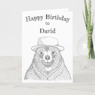 Cartão De Agradecimento Urso Sorriso/Cartão de Aniversário Personalizado