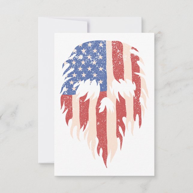 Cartão De Agradecimento USA Flag Skull Beard | Distressed Patriotic Design (Frente)