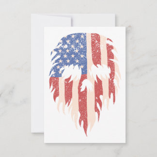 Cartão De Agradecimento USA Flag Skull Beard | Distressed Patriotic Design