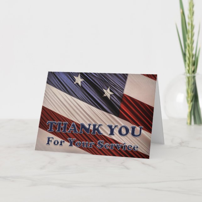 Cartão De Agradecimento USA Military Veterans Patriotic Flag Thank You (Frente)