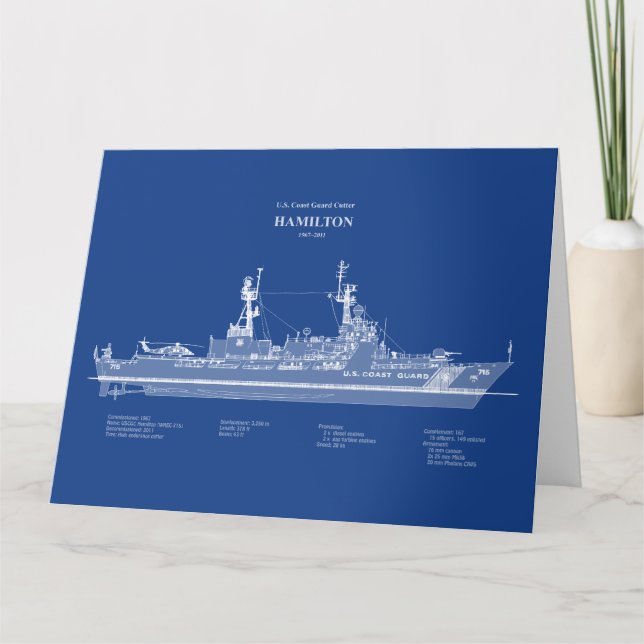 Cartão De Agradecimento USCG Cutter Hamilton whec-715 - ABD (Frente)