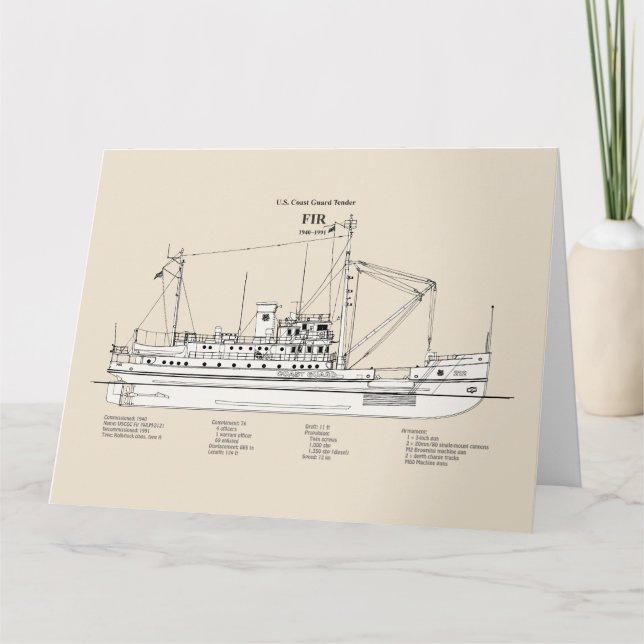 Cartão De Agradecimento USCG Tender Fir wlm- 212 - SBD (Frente)