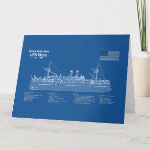 Cartão De Agradecimento USS Maine - Ship Blueprint Planos ABD